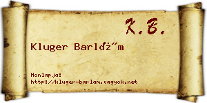 Kluger Barlám névjegykártya